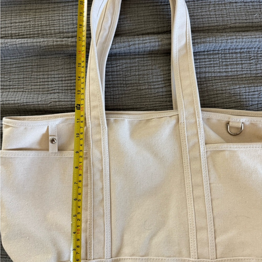 Cream Canvas Tote Bag with Dual Shoulder Straps - Picture 3 of 5
